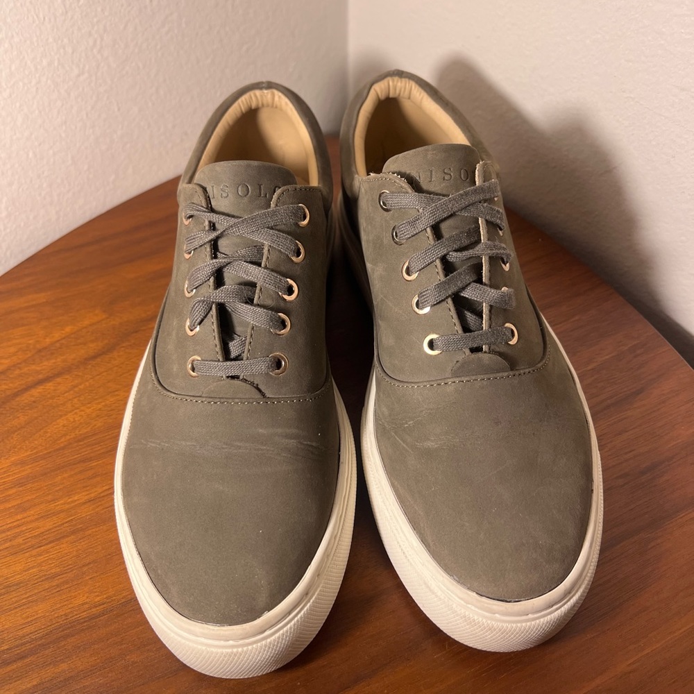 Nisolo Elayna Everyday Sneaker Moss Green Leather Size 8.5 - Picture 6 of 13